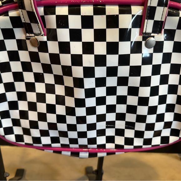 Addicted Black & White Checkered Vinyl Handbag - Picture 3 of 5